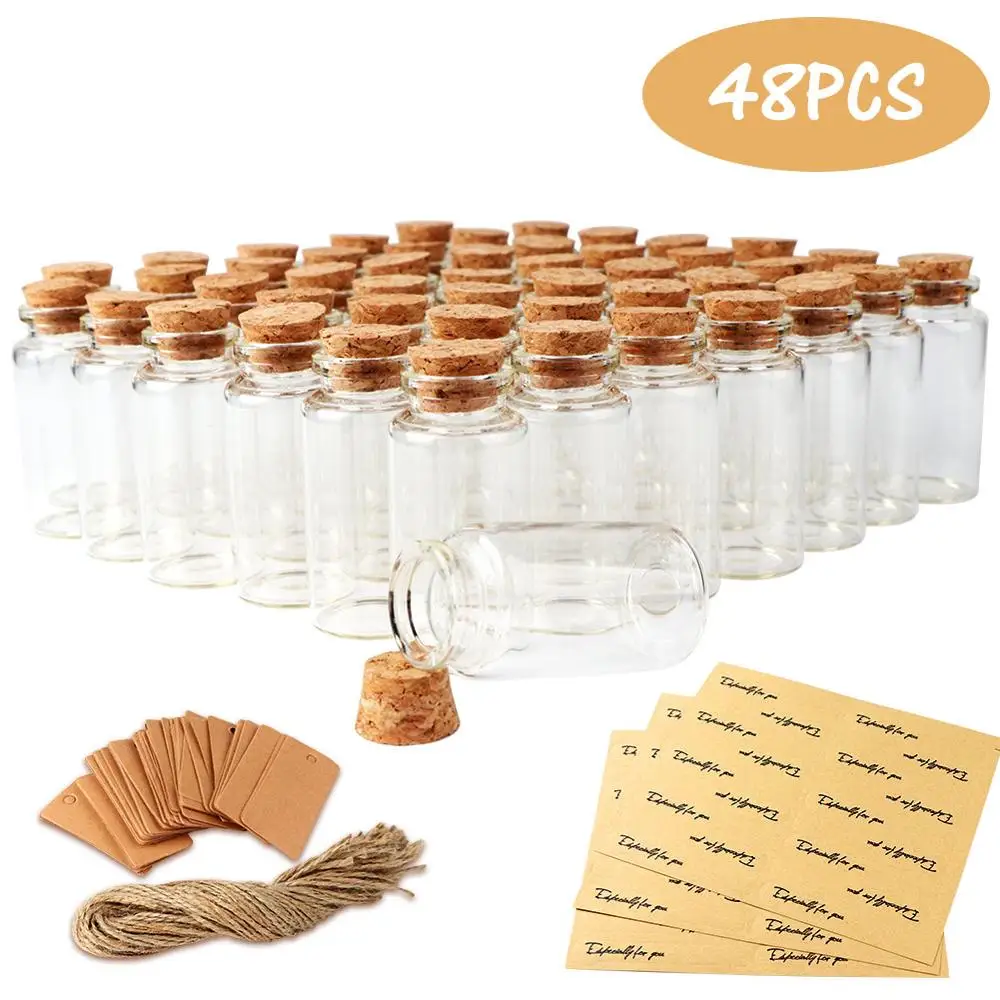 12/48PCS Glass Bottle With Cork Stopper Small Glass Bottles Vial Empty Bottles Storage Cork Box fiole en verre bouchon en liege
12/48PCS Glass Bottle With Cork Stopper Small Glass Bottles Vial Empty Bottles Storage Cork Box fiole en verre bouchon en liege