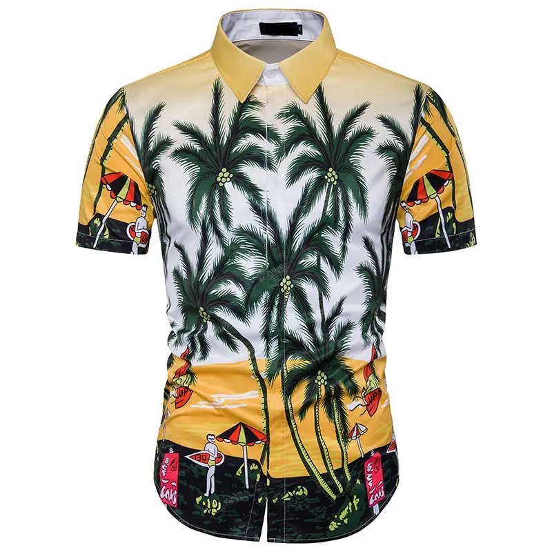 New men's 3D printing design Palm print design Hawaiian style shirt with short sleeves Men repair short-sleeved shirts
New men's 3D printing design Palm print design Hawaiian style shirt with short sleeves Men repair short-sleeved shirts
