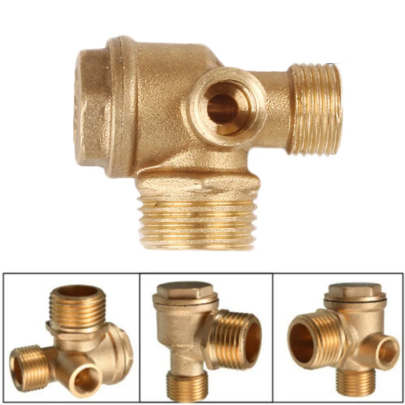 Brass Threaded Connector Check Valve 10/12/20mm 3 Port Central Pneumatic 40400