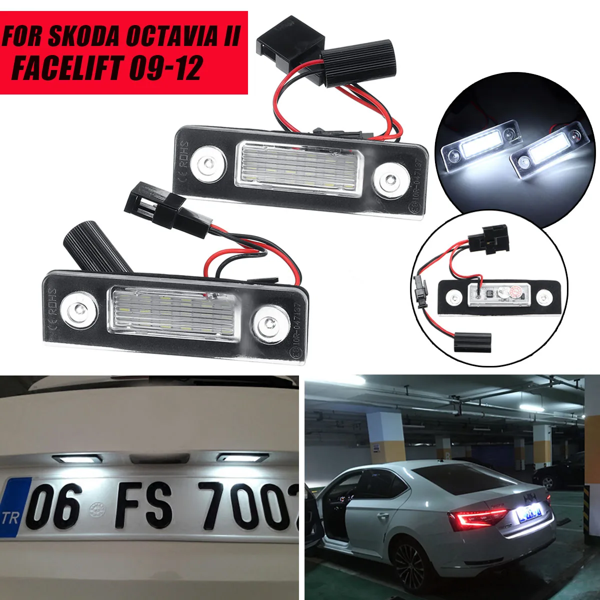 2pcs LED Car Number License Plate Light Lamp for Skoda Octavia ll Facelift 09-12 Facelifted 03-12 Roomster 5J 06-10
2pcs LED Car Number License Plate Light Lamp for Skoda Octavia ll Facelift 09-12 Facelifted 03-12 Roomster 5J 06-10