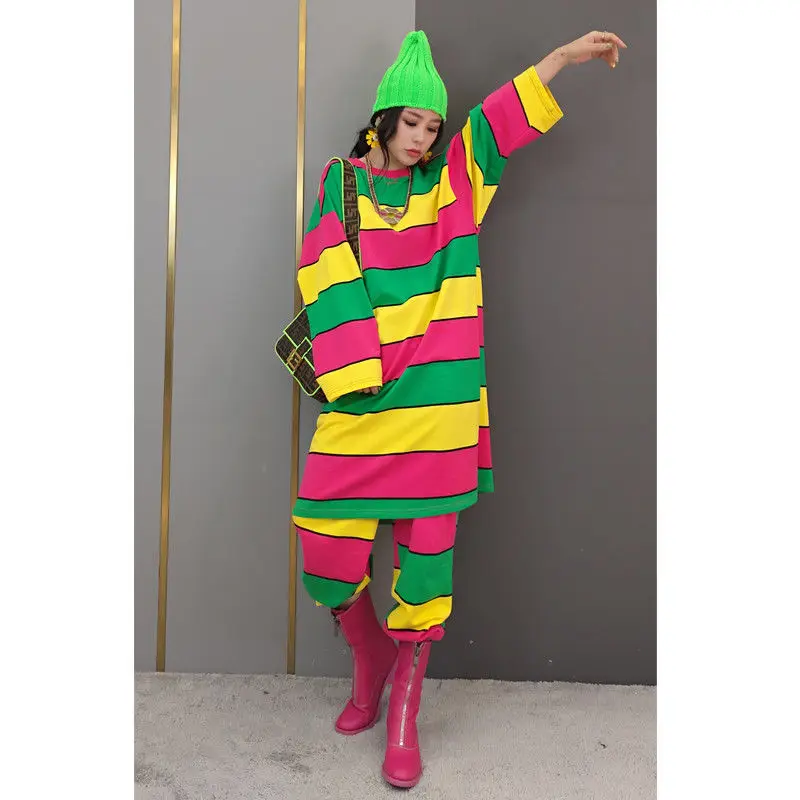 European Station 2021 Spring New Fashion Outfit Striped Long Sweater Harem Pants Women's Two-Piece Suit Large Size Fashion
European Station 2021 Spring New Fashion Outfit Striped Long Sweater Harem Pants Women's Two-Piece Suit Large Size Fashion