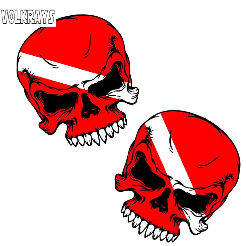 Volkrays 2 X модная наклейка на автомобиль Scuba Skull Diver с флагом для лица дайвинга