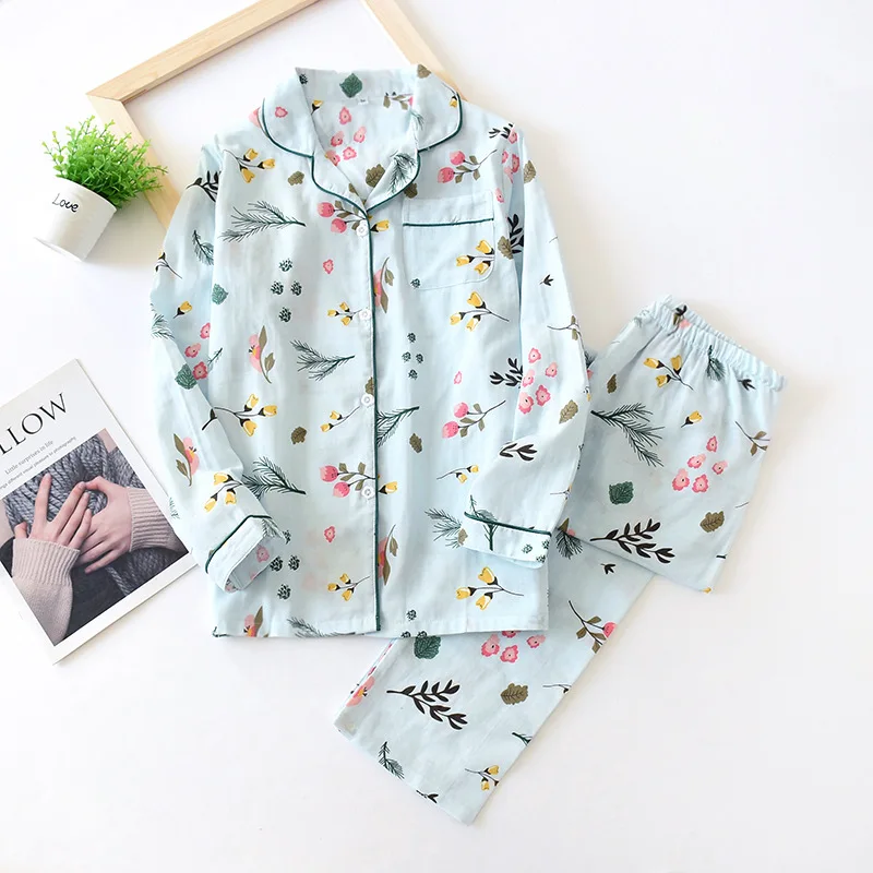 Korea Fresh maple leaf pajama sets women 100% gauze cotton long sleeve casual sleepwear women pyjamas summer hot sale 2020
Korea Fresh maple leaf pajama sets women 100% gauze cotton long sleeve casual sleepwear women pyjamas summer hot sale 2020