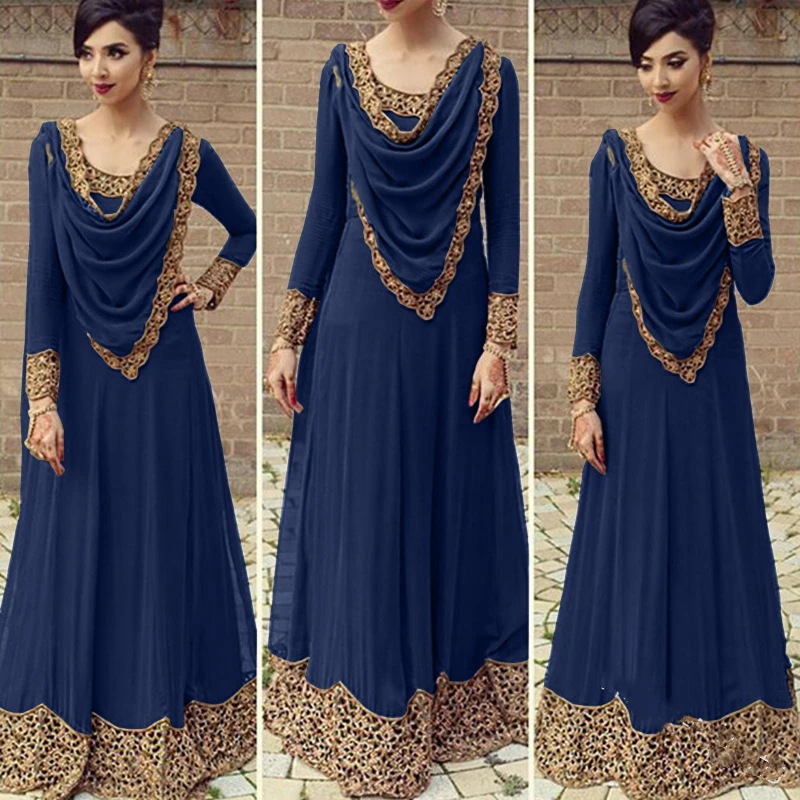 Lugentolo Vintage Women Dress Lace Plus Size Saudi Muslim New Long Sleeve Solid Color 5XL Splicing Hollow Maxi Princess Dresses 
Lugentolo Vintage Women Dress Lace Plus Size Saudi Muslim New Long Sleeve Solid Color 5XL Splicing Hollow Maxi Princess Dresses