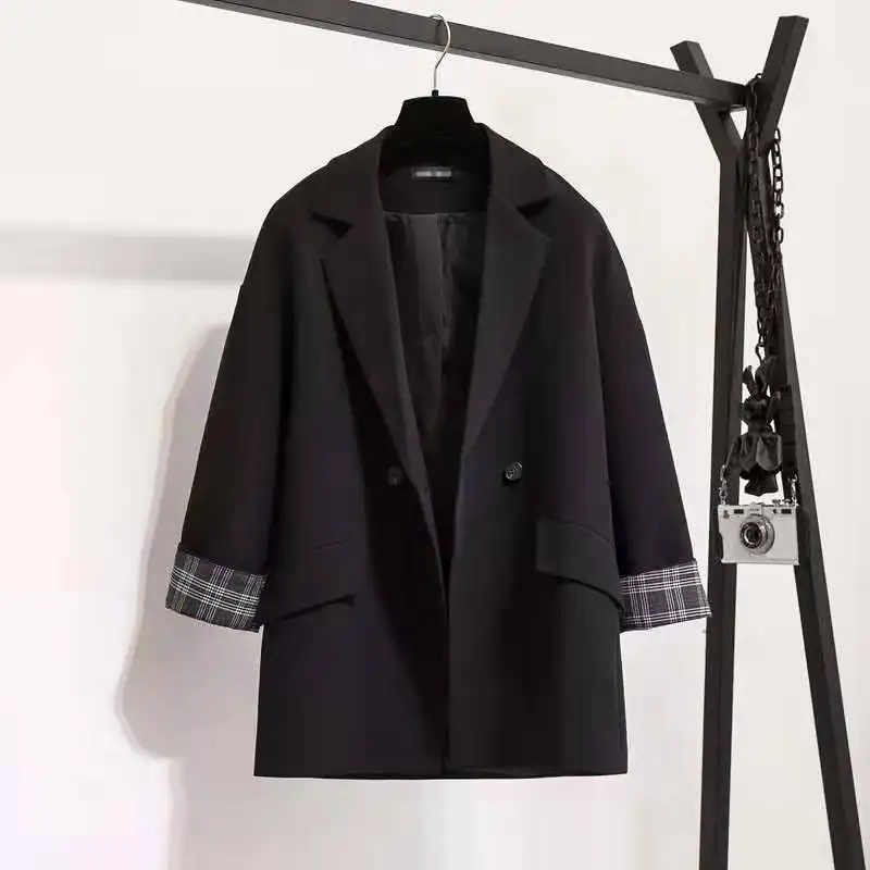 Women Blazers Solid Double Breasted Elegant Temperament Daily All-match Notched Korean Style Streetwear Classic Medium Long Chic 
Women Blazers Solid Double Breasted Elegant Temperament Daily All-match Notched Korean Style Streetwear Classic Medium Long Chic