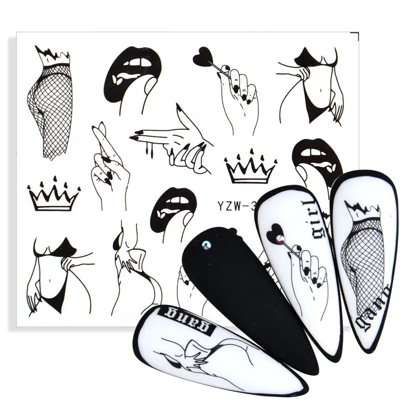 Black Sexy Lady Stockings Gesture Pattern Water Transfer Nail Sticker Character Image Watermark Tattoo Decal DIY Nail Art Slider
Black Sexy Lady Stockings Gesture Pattern Water Transfer Nail Sticker Character Image Watermark Tattoo Decal DIY Nail Art Slider