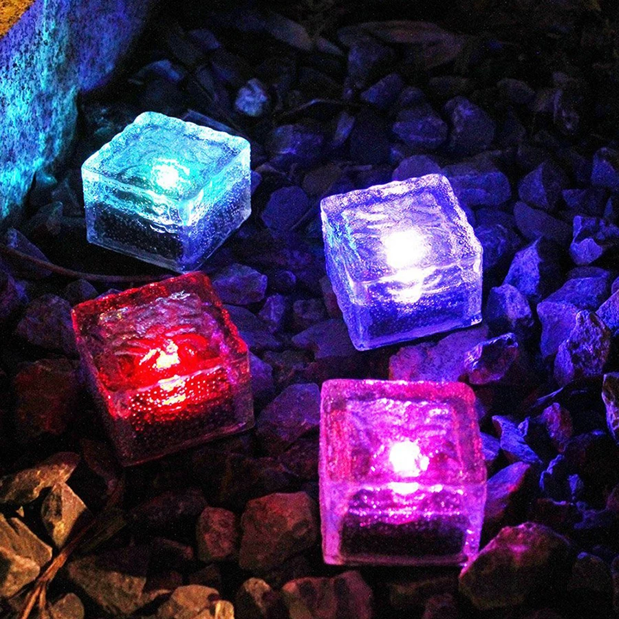 Thrisdar Solar Glass Brick Light Ice Cube LED Garden Backyard Pathway Landscape Lamp For Patio Outdoor Path Road | Лампы и освещение