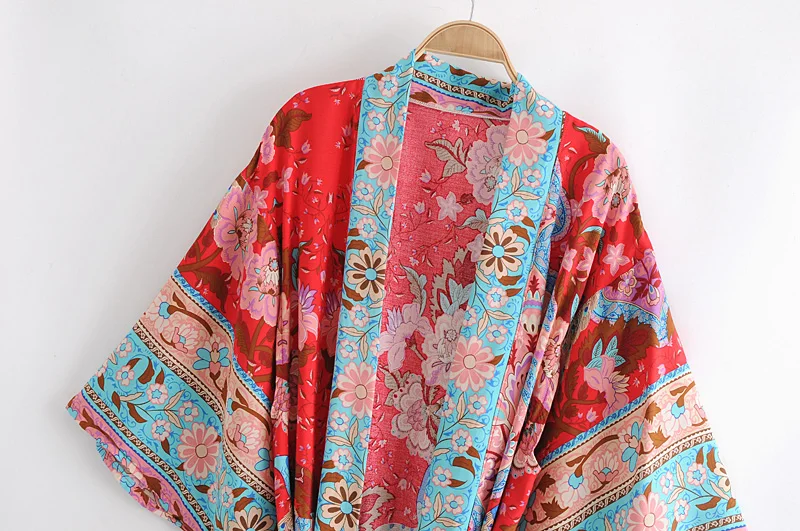 Женское пляжное кимоно в богемном стиле накидка с рукавом летучая мышь и