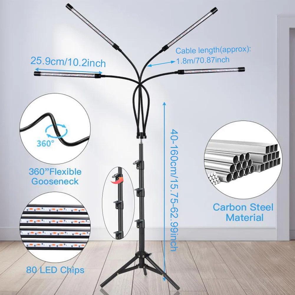 Indoor Floor Dimming Timing Professional Seedlings Phytolamp With Stand Rotatable Adjustable Tripod Easy Use Plant Grow Light
Indoor Floor Dimming Timing Professional Seedlings Phytolamp With Stand Rotatable Adjustable Tripod Easy Use Plant Grow Light