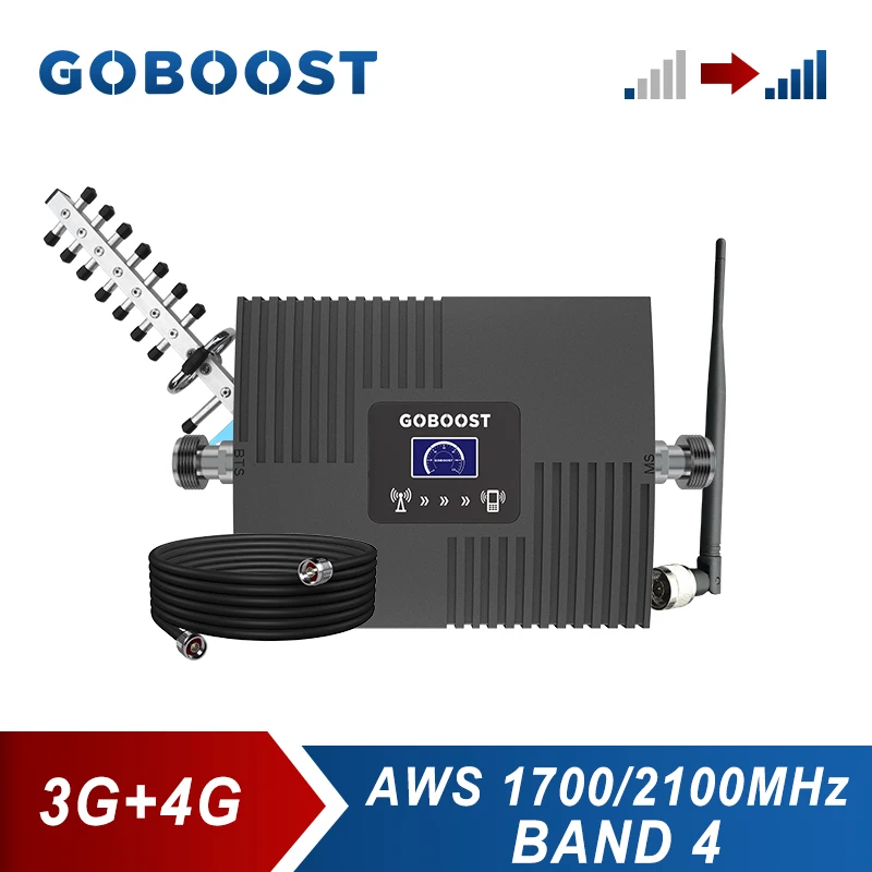 GOBOOST 3G 4G усилитель сигнала AWS 1700 2100 MHz повторитель мобильный телефон Сотовая связь