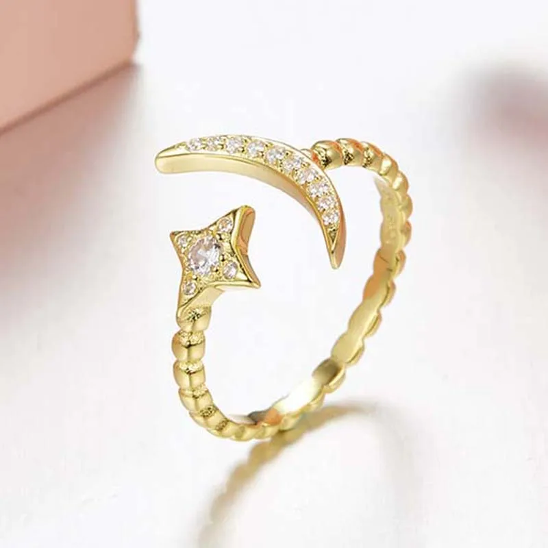 Fashion Elegant Star Moon Statement Adjustable Size 925 Sterling Silver Rings For Women Lover Birthday Gift Drop Shipping
Fashion Elegant Star Moon Statement Adjustable Size 925 Sterling Silver Rings For Women Lover Birthday Gift Drop Shipping