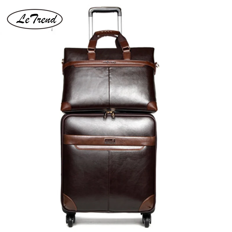LeTrend мужской деловой рюкзак для багажа Спиннер большой вместимости чемодан на