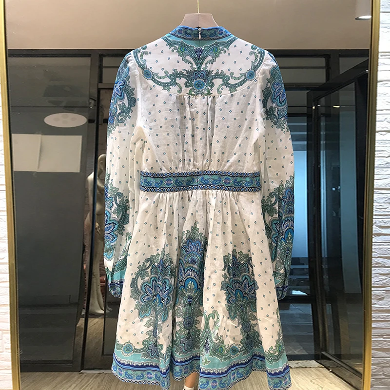Women Dot Summer Linen Dress Floral Print Lantern Sleeve Button Down High Waist Casual Dress
Women Dot Summer Linen Dress Floral Print Lantern Sleeve Button Down High Waist Casual Dress