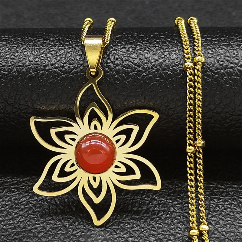 2022 Boho Stainless Steel Natural Stone Flower Chain Necklaces Women/Men Gold Color Charm Necklaces Jewelry bijoux n1155s04
2022 Boho Stainless Steel Natural Stone Flower Chain Necklaces Women/Men Gold Color Charm Necklaces Jewelry bijoux n1155s04