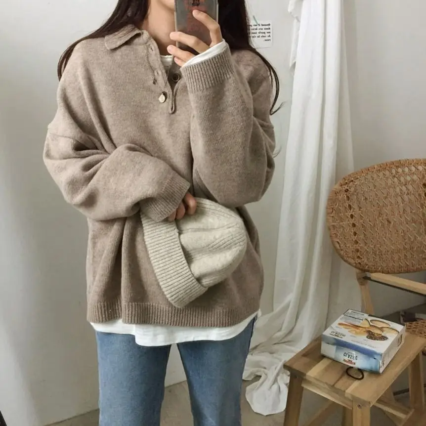 Girls Retro Polo Neck Age Reducing Pullover Long Sleeve Early Autumn Loose Lazy Student Sweater Top
Girls Retro Polo Neck Age Reducing Pullover Long Sleeve Early Autumn Loose Lazy Student Sweater Top