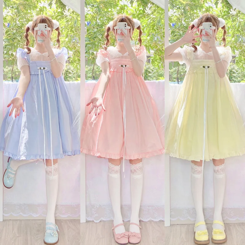 2021 New Japanese Soft Girl Kawaii Dress Sweet Cute Bow Lace Up Flying Sleeves Lolita Strap Dresses Pink Sleeveless Midi Dress
2021 New Japanese Soft Girl Kawaii Dress Sweet Cute Bow Lace Up Flying Sleeves Lolita Strap Dresses Pink Sleeveless Midi Dress