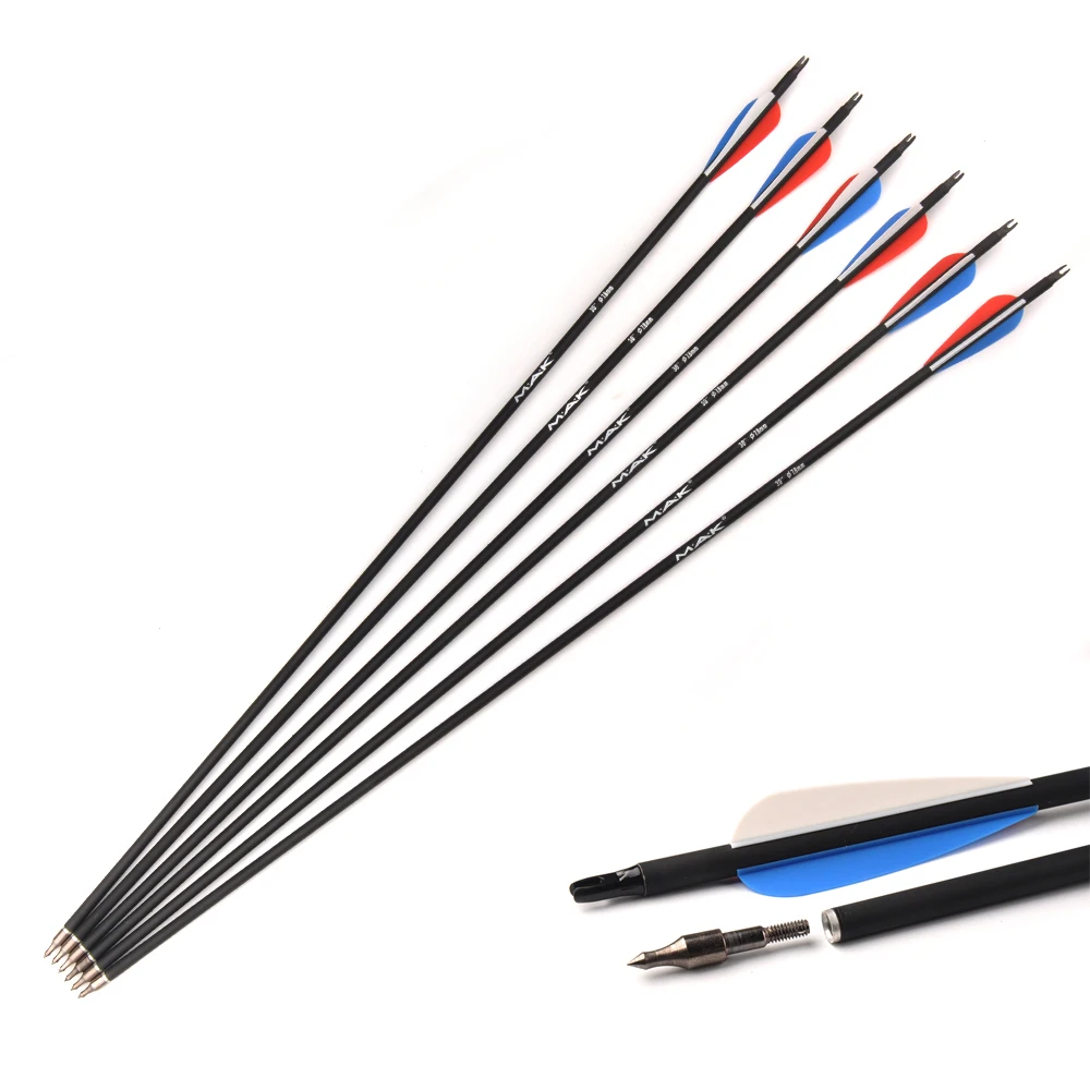 30 дюймов Смешанные углеродные стрелы позвоночника 500 диаметр 7,8 мм красный синий белый перо для блочного Лука стрельбы из лука охоты 
30 дюймов Смешанные углеродные стрелы позвоночника 500 диаметр 7,8 мм красный синий белый перо для блочного Лука стрельбы из лука охоты