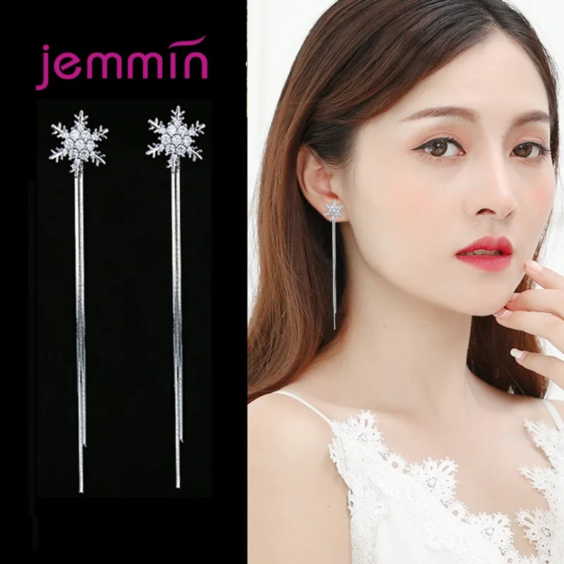 Simple Fashion Long Tassel Chain Drop Earrings Charm 925 Sterling Silver Classic Snowflake Dangle Ear for Women Wedding Jewelry
Simple Fashion Long Tassel Chain Drop Earrings Charm 925 Sterling Silver Classic Snowflake Dangle Ear for Women Wedding Jewelry