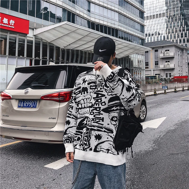 Autumn and Winter Couples Color Matching Jacquard Hip-hop Long-sleeved Pullover National Tide Ins Casual Loose Knit Sweater
Autumn and Winter Couples Color Matching Jacquard Hip-hop Long-sleeved Pullover National Tide Ins Casual Loose Knit Sweater