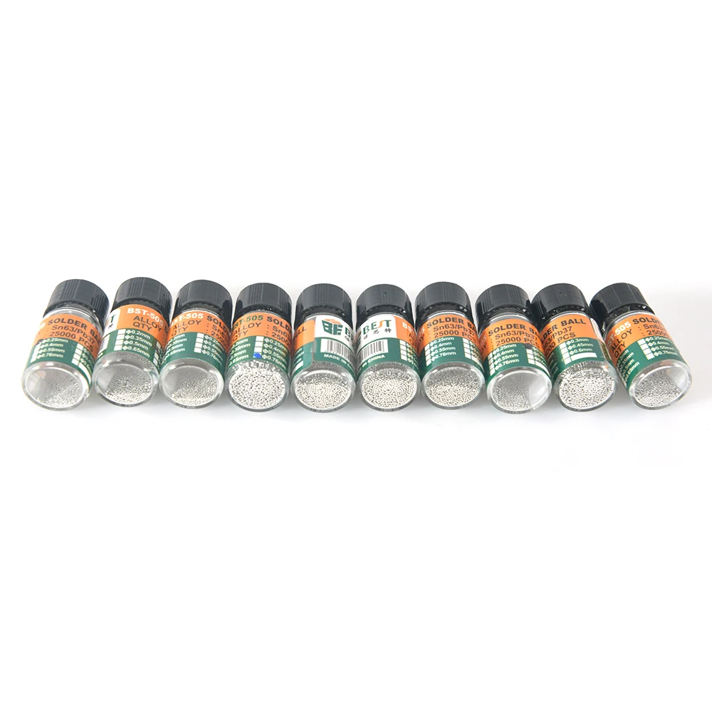 25000pcs/bottle 0.2-0.76mm BGA Reballing Balls Leaded For IC Chip Soldering Accessories Solder Ball Tin Material Sn63/Pb37 Rewor
25000pcs/bottle 0.2-0.76mm BGA Reballing Balls Leaded For IC Chip Soldering Accessories Solder Ball Tin Material Sn63/Pb37 Rewor