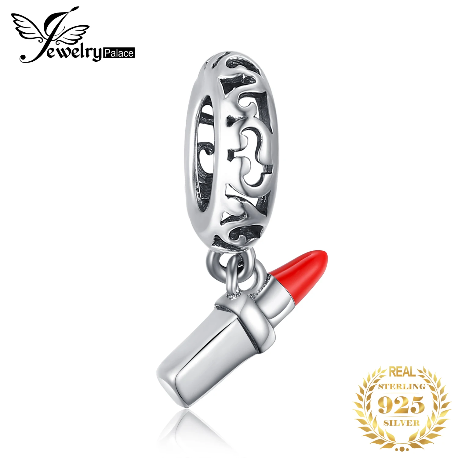 JewelryPalace 925 пробы серебро красной эмалью помады Шарм подходит Браслеты как подарки