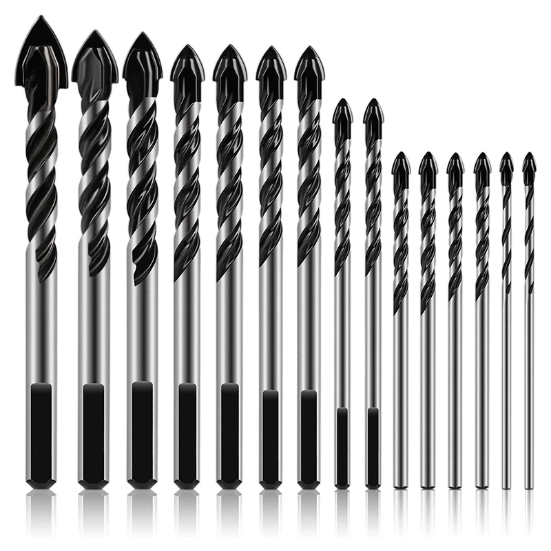 15Pcs Masonry Drill Bits Set 3-16mm for Glass Concrete Marble Brick Tile Wood Triple-cornered Alloy Masonry Bit
15Pcs Masonry Drill Bits Set 3-16mm for Glass Concrete Marble Brick Tile Wood Triple-cornered Alloy Masonry Bit
