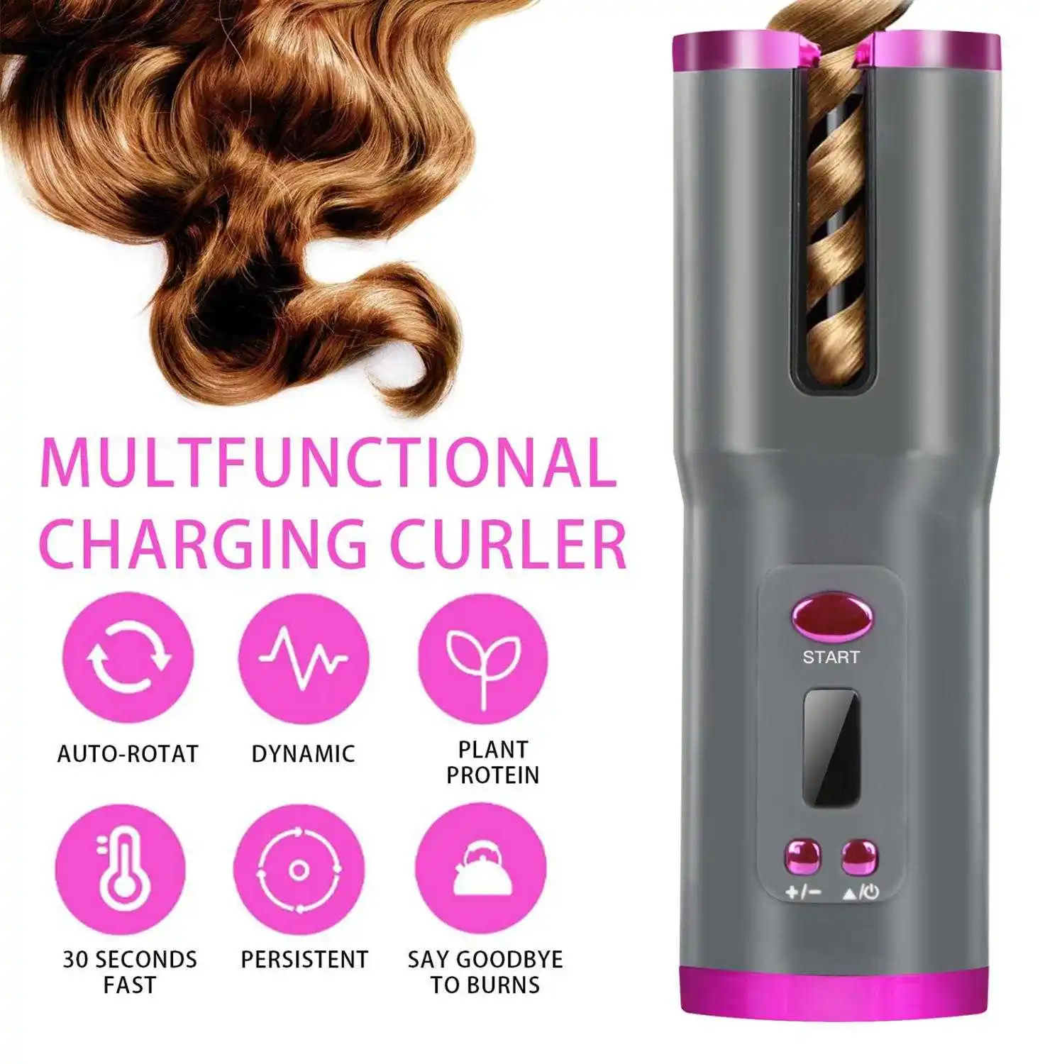 Cordless Automatic Hair Curler USB Rechargeable Auto Air Curlers for Curls LCD Display Ceramic Curling Hair Styling Tools 
Cordless Automatic Hair Curler USB Rechargeable Auto Air Curlers for Curls LCD Display Ceramic Curling Hair Styling Tools