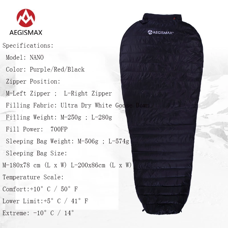 AEGISMAX Nano Outdoor Camping Ultralight Tent Mummy White Goose Down Sleeping Bag Nylon Bag Portable Splicing Spring Autumn Use
AEGISMAX Nano Outdoor Camping Ultralight Tent Mummy White Goose Down Sleeping Bag Nylon Bag Portable Splicing Spring Autumn Use