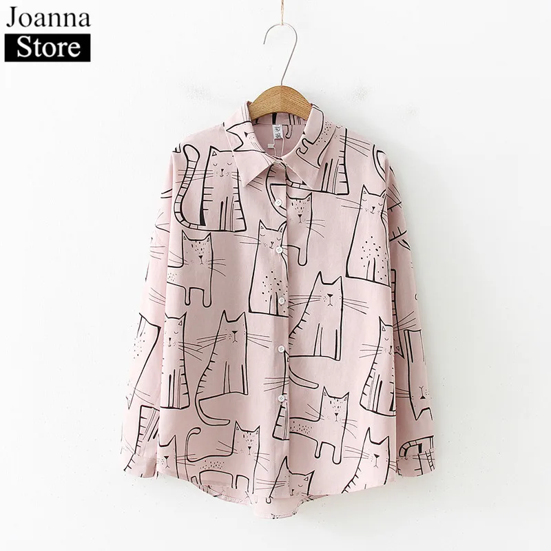 Spring New Cartoon Print Vintage Shirt Women Long Sleeve Cute Cat Print Loose Jacket Autumn Ladies Casual White Plus Size Blouse
Spring New Cartoon Print Vintage Shirt Women Long Sleeve Cute Cat Print Loose Jacket Autumn Ladies Casual White Plus Size Blouse