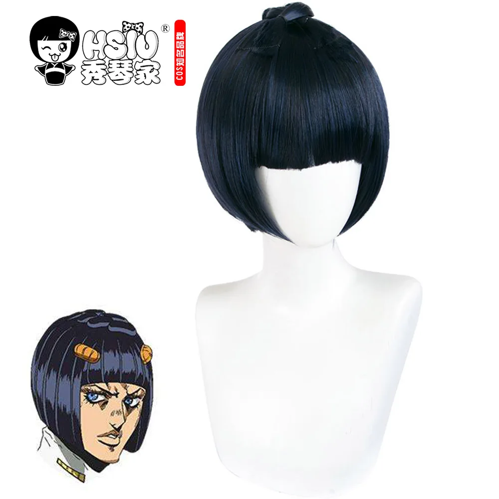

Anime JoJo's Bizarre Adventure Role wig Bruno Bucciarati cosplay Wig Special blue and black mix Fiber synthetic wig