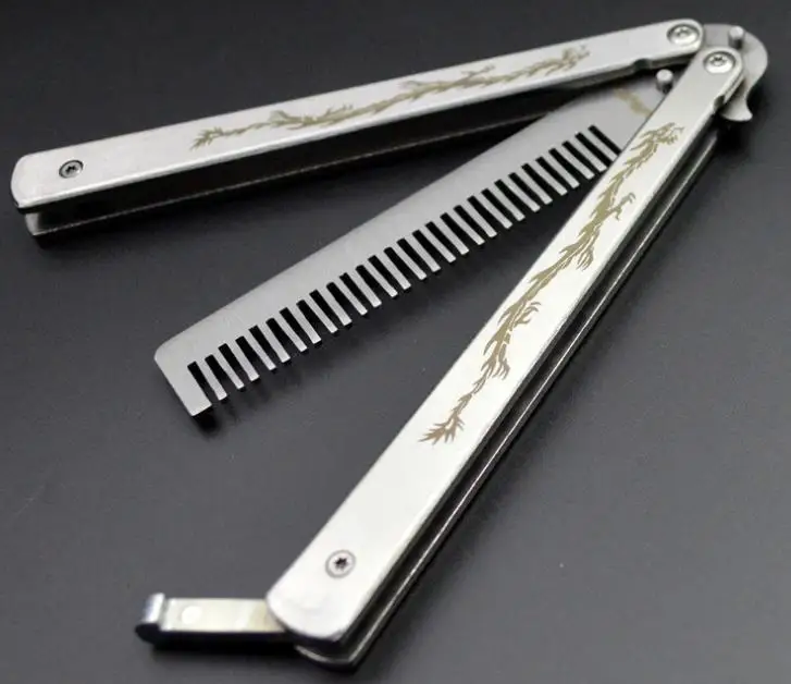 Outdoor Practice Training Combs Butterfly Knife Foldable Comb Stainless Steel Camping Practice Comb Hairdressing Styling Tool
Outdoor Practice Training Combs Butterfly Knife Foldable Comb Stainless Steel Camping Practice Comb Hairdressing Styling Tool
