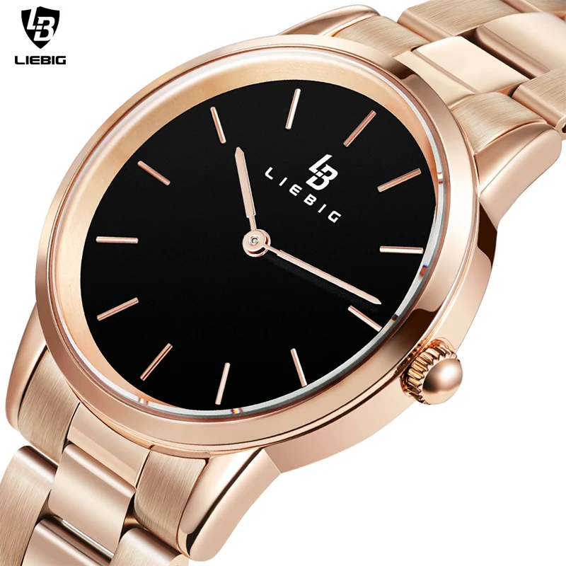 LIEBIG Couple Men Women Quartz Watches Stainless Steel Waterproof Wristwatches Ladies Fashion Simple reloj hombre L2009 | Наручные часы