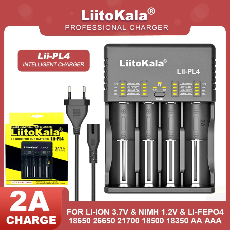 

Зарядное устройство Liitokala Lii-PD4 LCD Lii-PL4 3,7 V 18650 18350 18500 20700B 21700 20700 14500 26650 1,2 V AA AAA NiMH для литиевых аккумуляторов