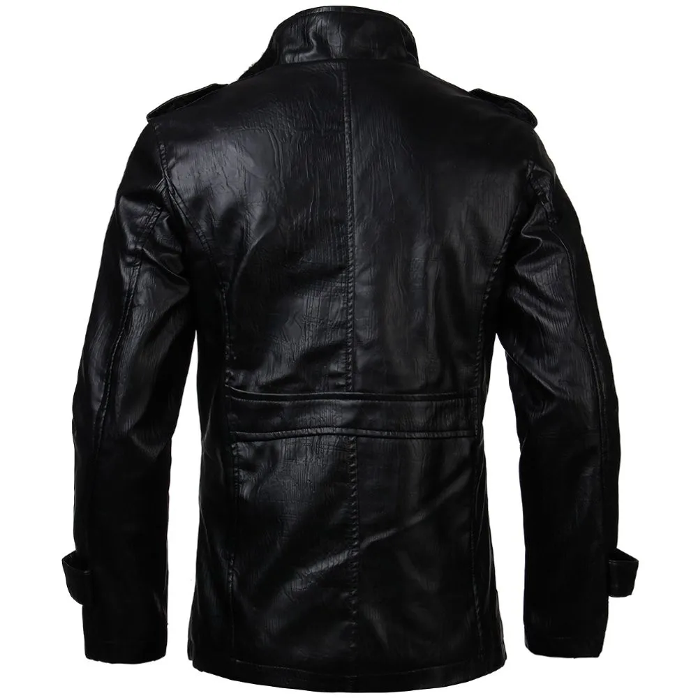 Men Leisure Solid Color Jackets Long Sleeve Stand Collar Coats Winter PU Leather Overcoats Hombre Warm Buttons Up Outer Clothing
Men Leisure Solid Color Jackets Long Sleeve Stand Collar Coats Winter PU Leather Overcoats Hombre Warm Buttons Up Outer Clothing