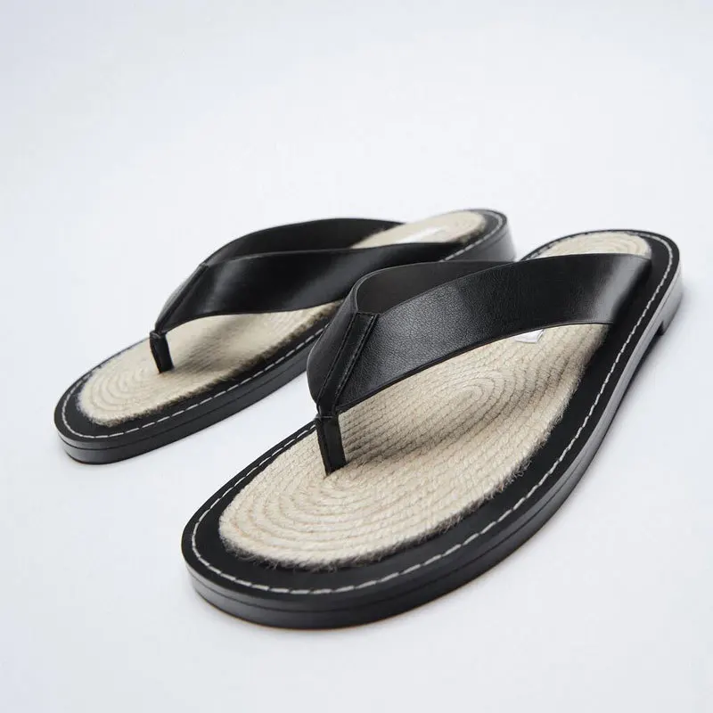 2021 Summer Women's Black Slippers Jute Insole Flat Slides Round Toe Outside Retro Casual Flip-flops
2021 Summer Women's Black Slippers Jute Insole Flat Slides Round Toe Outside Retro Casual Flip-flops