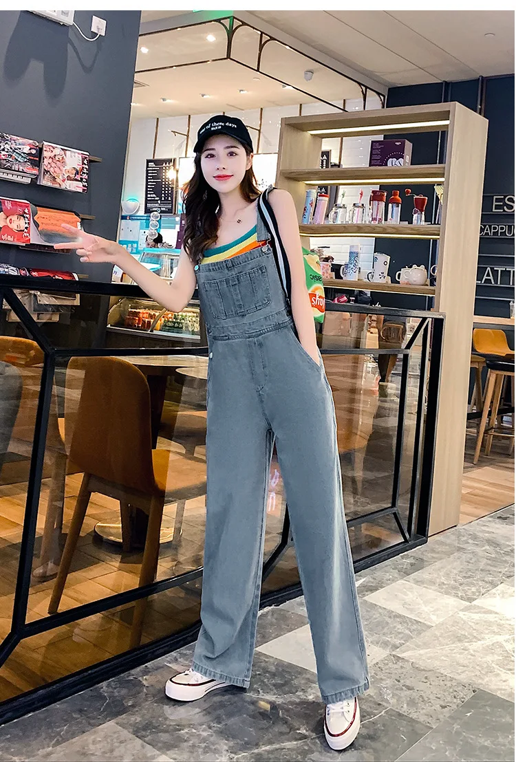 2021 Rainbow Stripe Summer New Korean Version Loose Age-reducing High Waist Wide Leg Jeans Bib Women
2021 Rainbow Stripe Summer New Korean Version Loose Age-reducing High Waist Wide Leg Jeans Bib Women