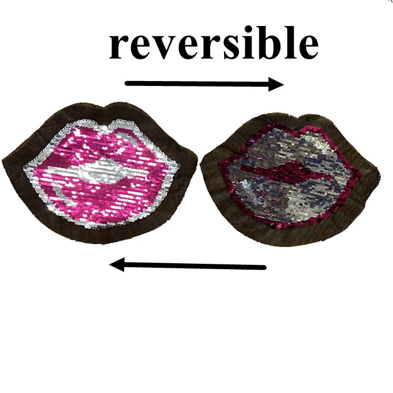 WUYUCONG 2020 New Reversible Sequins Pink Lips Patch for Clothes T-shirt Sew on Sequined Lips Embroidery Applique Sewing DIY 2pc
WUYUCONG 2020 New Reversible Sequins Pink Lips Patch for Clothes T-shirt Sew on Sequined Lips Embroidery Applique Sewing DIY 2pc