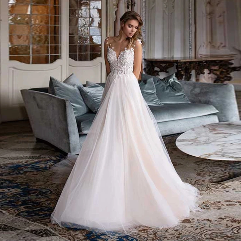 Elegant Wedding Dress White O-Neck Floor-Length Floral LaceBackless A-LINE Wedding Party De Fiesta Robe De Soiree
Elegant Wedding Dress White O-Neck Floor-Length Floral LaceBackless A-LINE Wedding Party De Fiesta Robe De Soiree