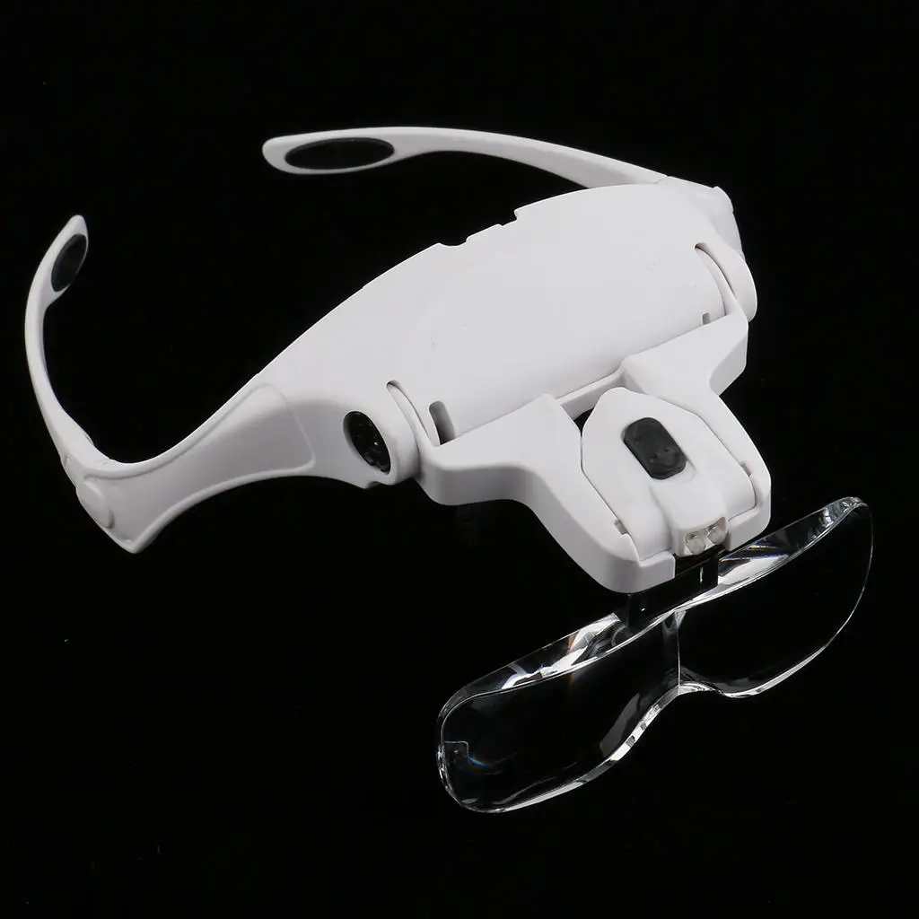 

LED Headband Magnifier Glasses Loupe Visor with 5 Detachable Lenses 1X, 1.5X,