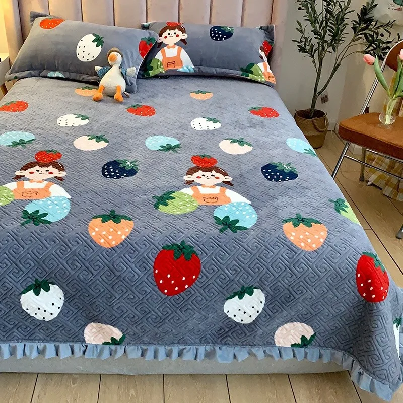 Winter Milk Velvet Bed Cover Single Piece Crystal Coral Velvet Cotton Bed Sheet Tatami Three Piece Set Double-sided Kang Cover
Winter Milk Velvet Bed Cover Single Piece Crystal Coral Velvet Cotton Bed Sheet Tatami Three Piece Set Double-sided Kang Cover