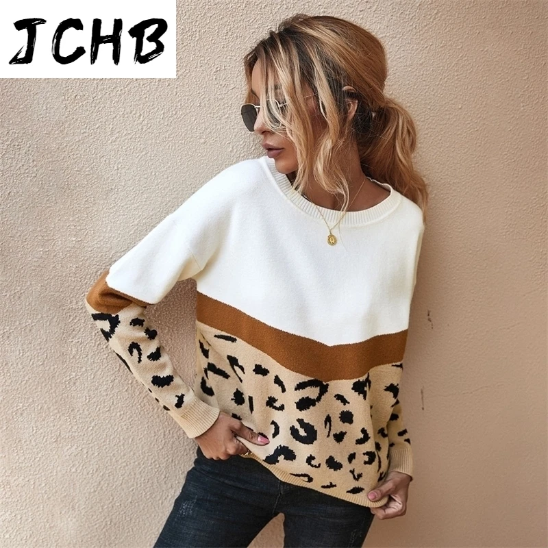 Autumn 2021 Winter Sweater Women Casual Leopard Print Patchwork O Neck Long Sleeve Loose Sweaters Pullover Lady Elegant Sweaters
Autumn 2021 Winter Sweater Women Casual Leopard Print Patchwork O Neck Long Sleeve Loose Sweaters Pullover Lady Elegant Sweaters