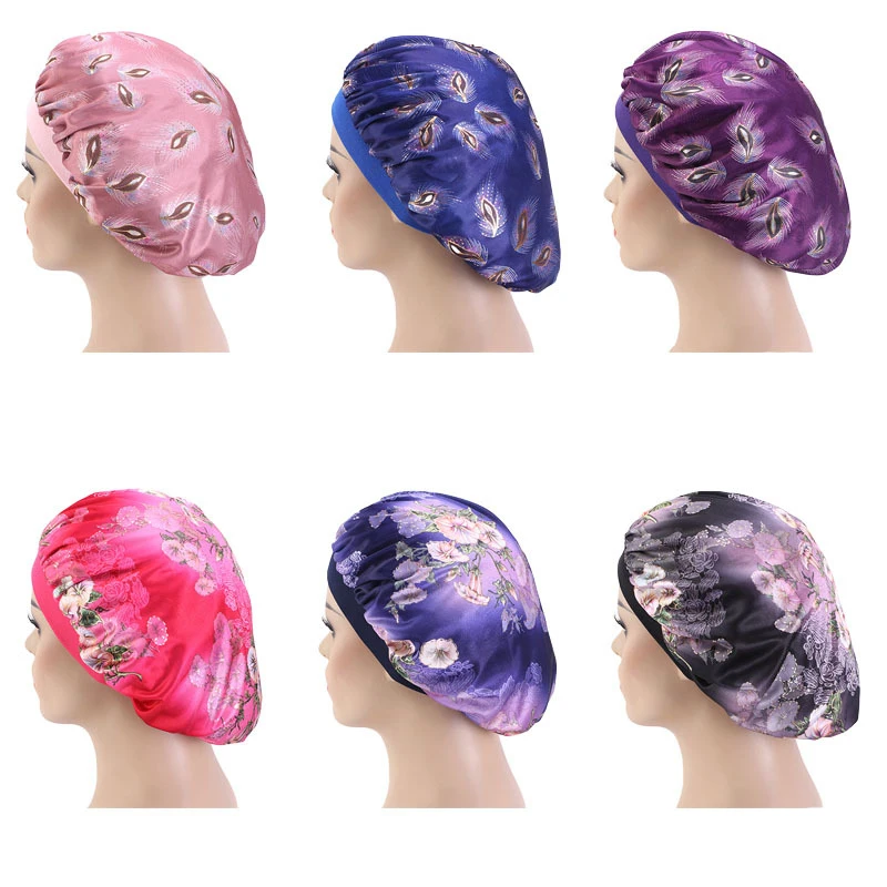 Stretch Elasticity Bronzing Night Cap Floral Printing Wide-brimmed Round Cap hats For Women Silk Head Cover Beanies Hats Bonnet
Stretch Elasticity Bronzing Night Cap Floral Printing Wide-brimmed Round Cap hats For Women Silk Head Cover Beanies Hats Bonnet