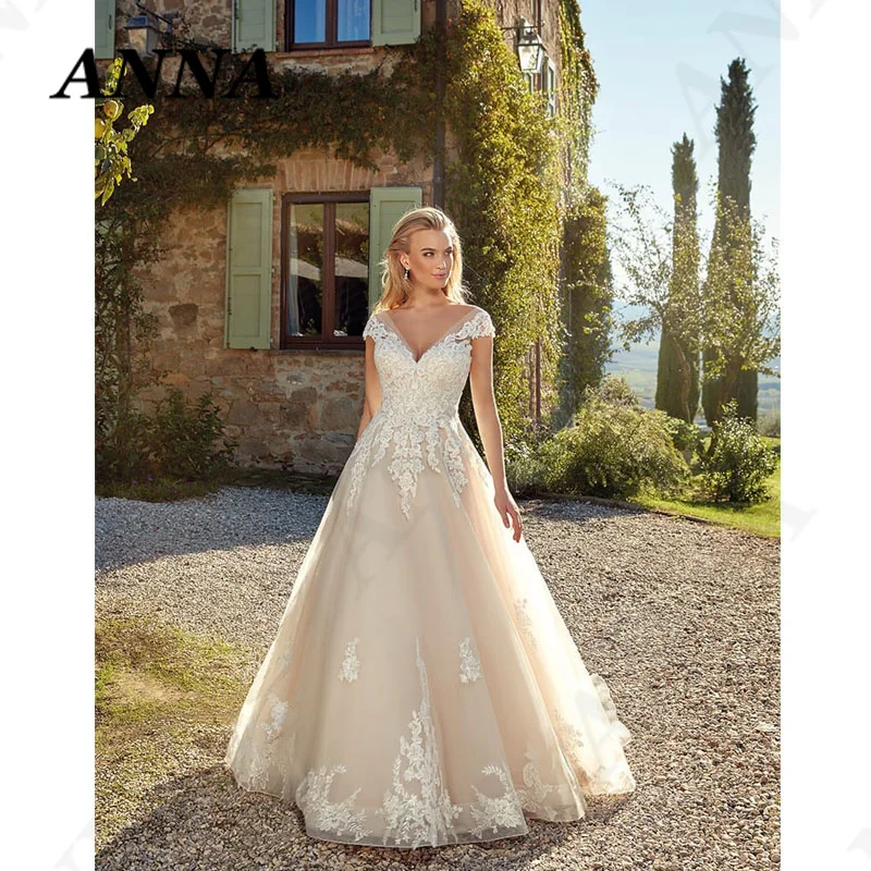 ANNA-BEAUTY Store Wedding Dresses 2021 Boho Short Sleeve V-Neck Beach Party Gown Elegant Appliques Vestido De Novia for Women
ANNA-BEAUTY Store Wedding Dresses 2021 Boho Short Sleeve V-Neck Beach Party Gown Elegant Appliques Vestido De Novia for Women