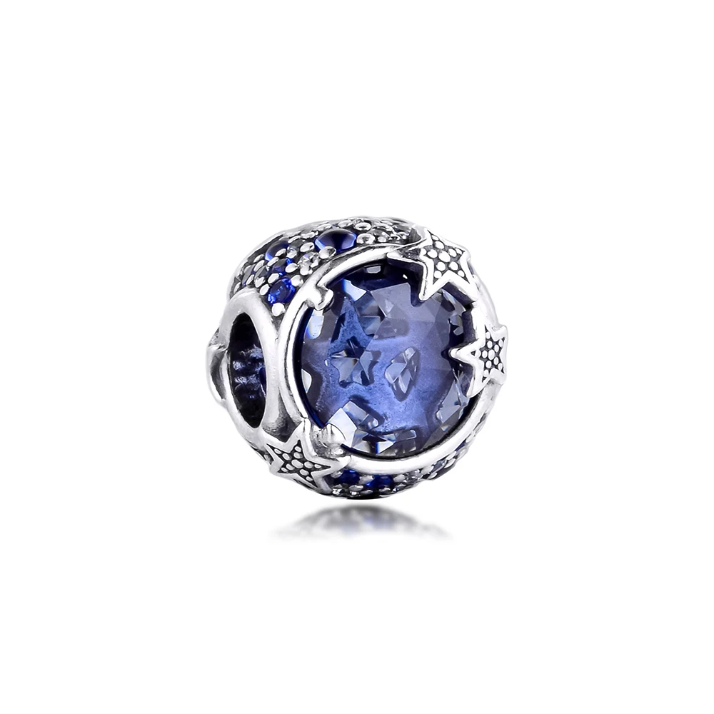 

Celestial Blue Sparkling Stars Charms Original 925 Sterling Silver Beads for Women Fits Pandora Bracelet DIY Jewelry Making