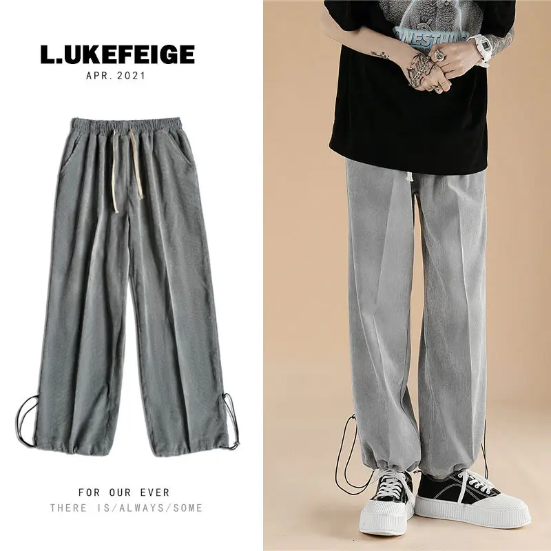 Summer Wide-leg Pants Men's Fashion Gray Black White Casual Pants Men Streetwear Loose Straight Ice Silk Pants Mens Trousers
Summer Wide-leg Pants Men's Fashion Gray Black White Casual Pants Men Streetwear Loose Straight Ice Silk Pants Mens Trousers