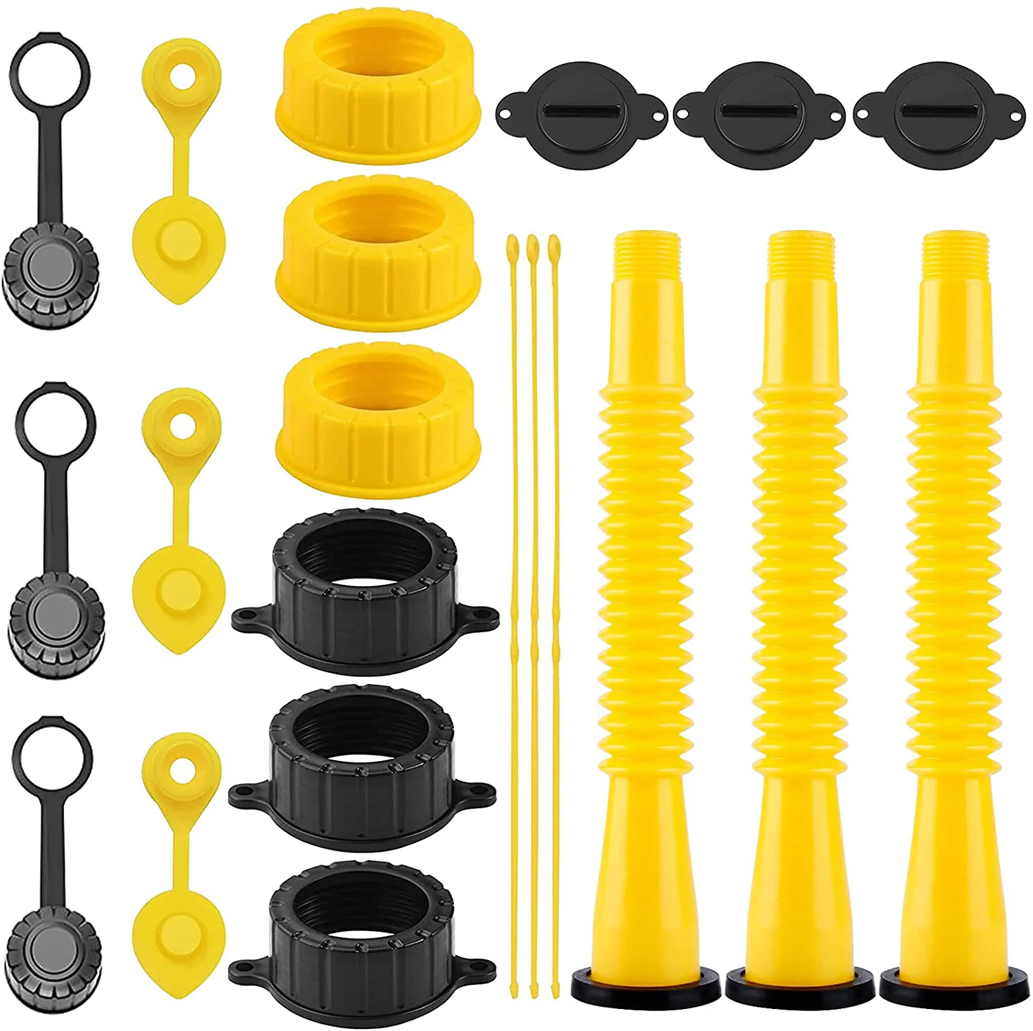 Gas Can Spout Replacement Kit Supplies with Screw Collar Caps Vent Caps Stopper Caps Connected Strings
Gas Can Spout Replacement Kit Supplies with Screw Collar Caps Vent Caps Stopper Caps Connected Strings