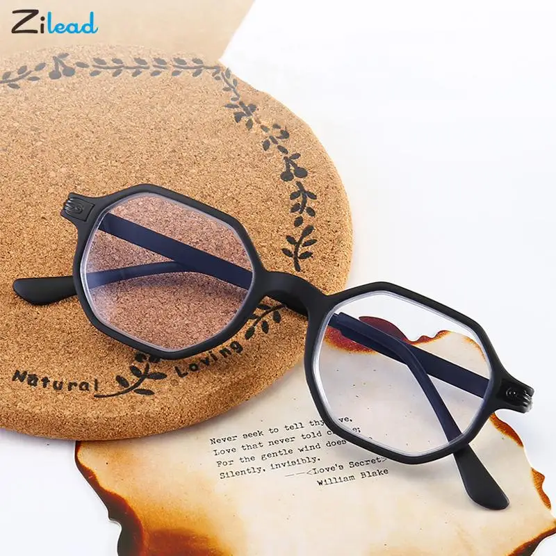 

Очки Zilead при близорукости для мужчин и женщин, плоские модные многоугольные очки с защитой от синего света, в металлической круглой оправе
