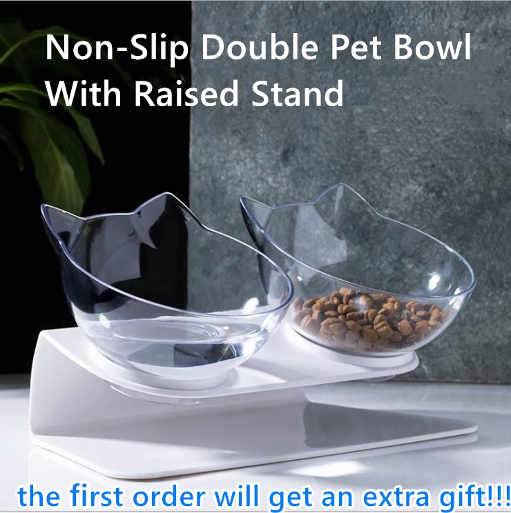 

Non-Slip двойной кошка собачья миска с рельефными стенд Еда миски для воды, для домашних животных, кормление полива Поставки защиты шейного поз...