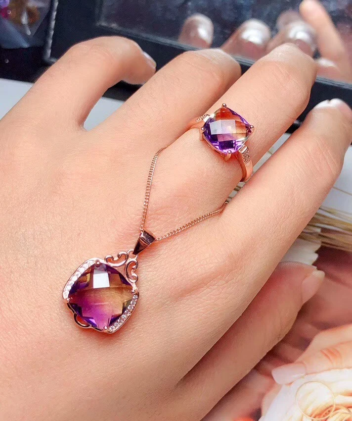CHARMING NEW PURPLE YELLOW AMETRINE RING AND NECKLACE JEWELRY SET 925 STERLING SILVER NATURAL GEM GOOD COLOR CHRISTMAS GIFT
CHARMING NEW PURPLE YELLOW AMETRINE RING AND NECKLACE JEWELRY SET 925 STERLING SILVER NATURAL GEM GOOD COLOR CHRISTMAS GIFT