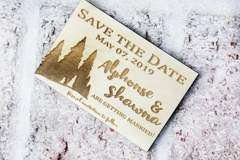 Wood Save the Date magnet, Rustic wedding engagement announcement, Woodland invites, barn wedding
Wood Save the Date magnet, Rustic wedding engagement announcement, Woodland invites, barn wedding
